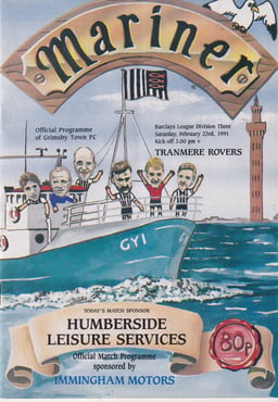 Grimsby Town v Tranmere Rovers Match Programme 1991-02-23